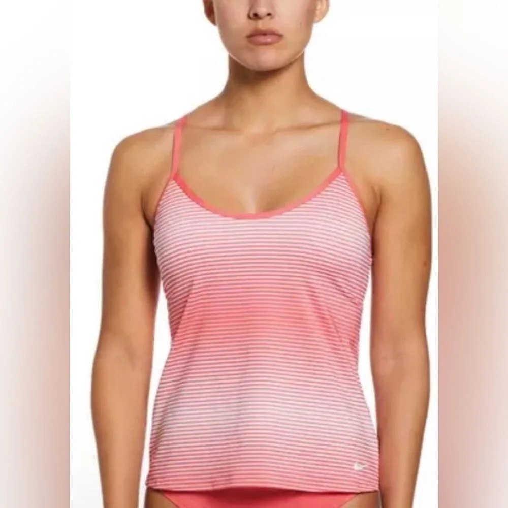 Nike Women's Racerback Tankini Top-Stripe in‎ Pink size XXL NWOT